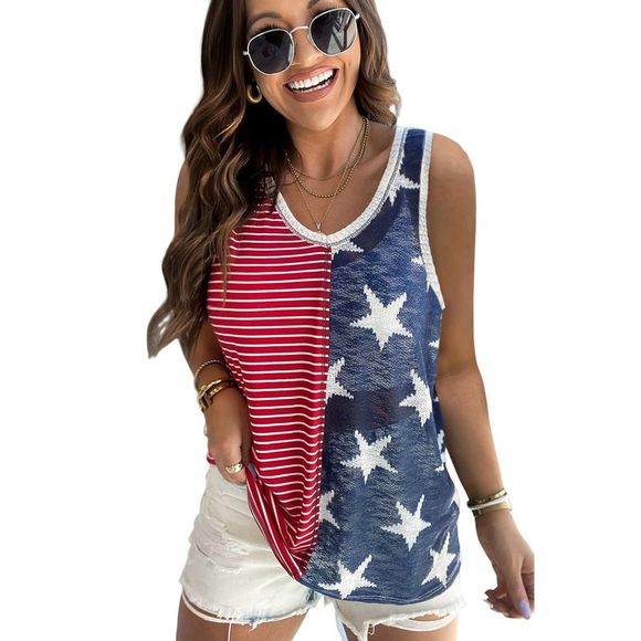 Azura Exchange  Red American Flag Stars and Stripes Tank Top - Picture 5 of 15